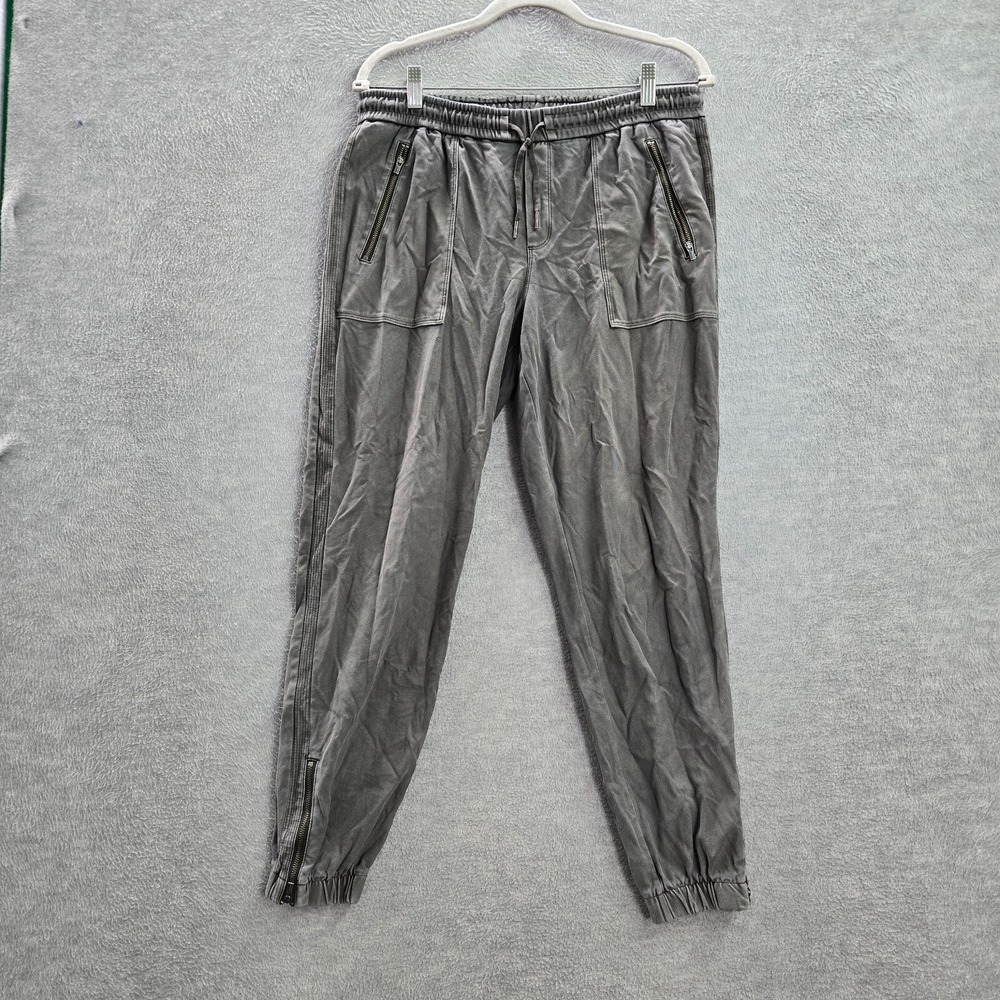 Athleta Women Pants 10 Gray‎ Jogger Zip Pockets Drawstring Spandex 27 in Inseam